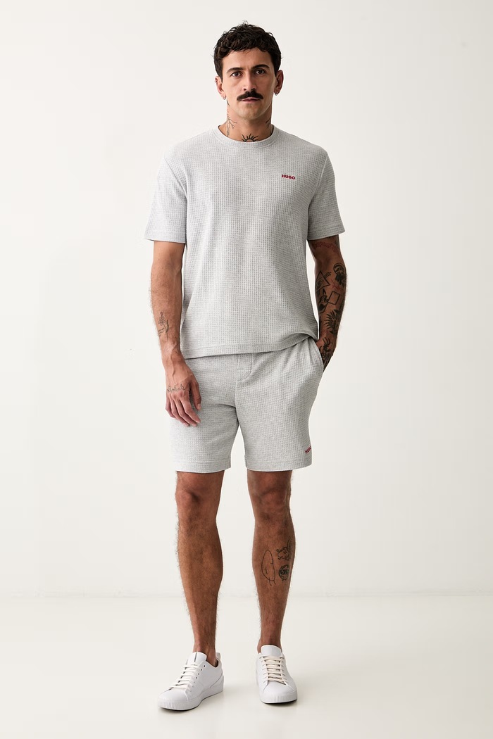 HUGO футболка lounge для мужчин с хлопком Austin T-Shirt 50532011 серый SS26