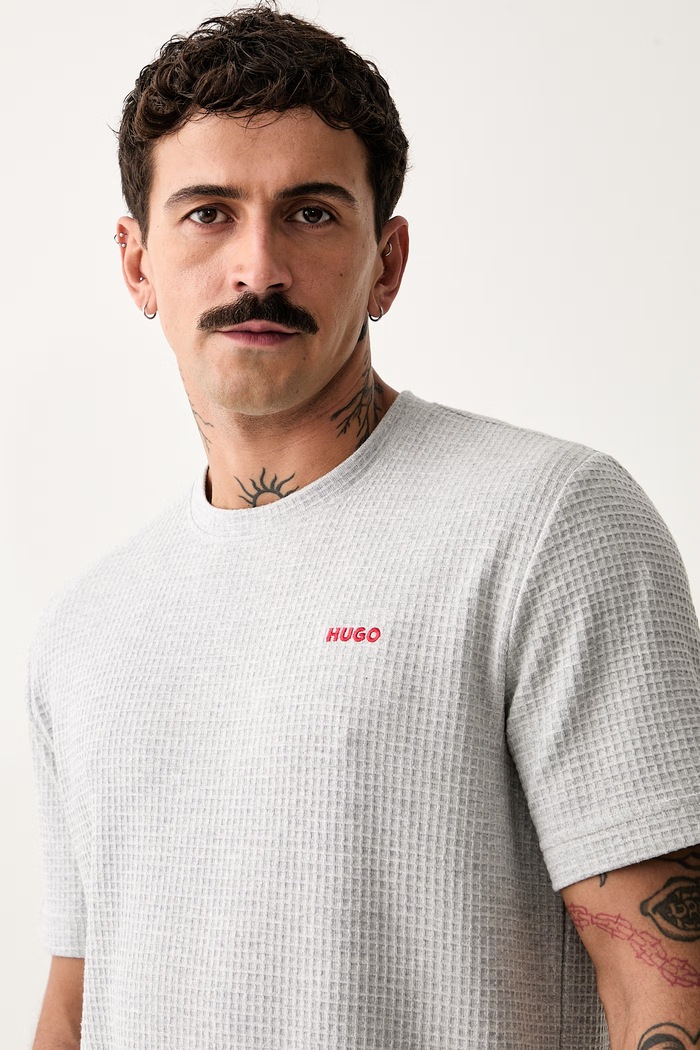 HUGO футболка lounge для мужчин с хлопком Austin T-Shirt серый 50532011