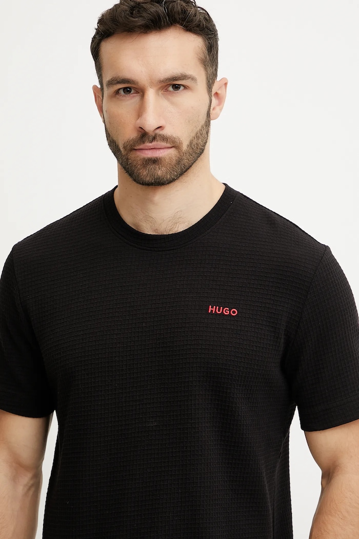 HUGO tricou loungewear bărbați cu bumbac Austin T-Shirt 50532011 negru SS26