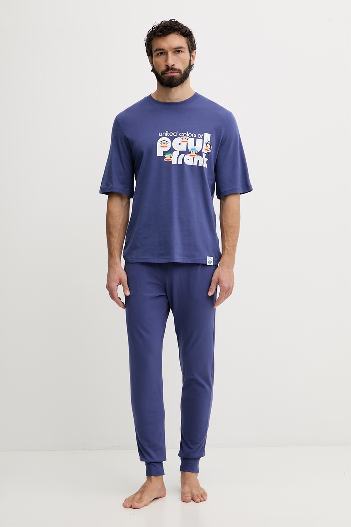 United Colors of Benetton Παντελόνι πιτζάμας ανδρικό βαμβακερό 30964F00V σκούρο μπλε SS26