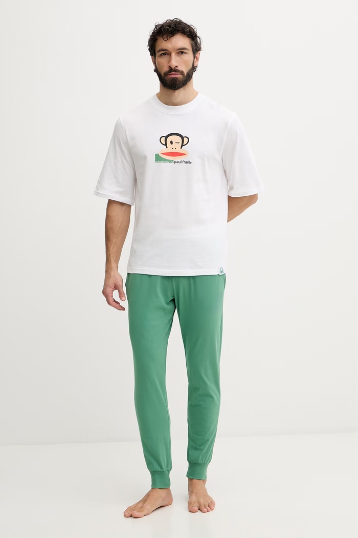 United Colors of Benetton donji dio pidžame za muškarce od pamuka 30964F00V zelena SS26