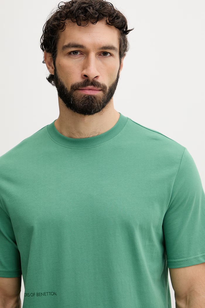 Pižama kratka majica moška bombažna United Colors of Benetton 30964M01W zelena