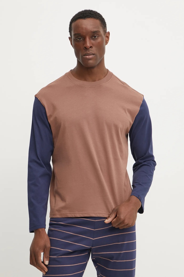 Odzież United Colors of Benetton piżama bawełniana 30964P02U brązowy