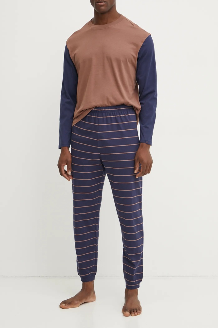 United Colors of Benetton piżama bawełniana brązowy 30964P02U