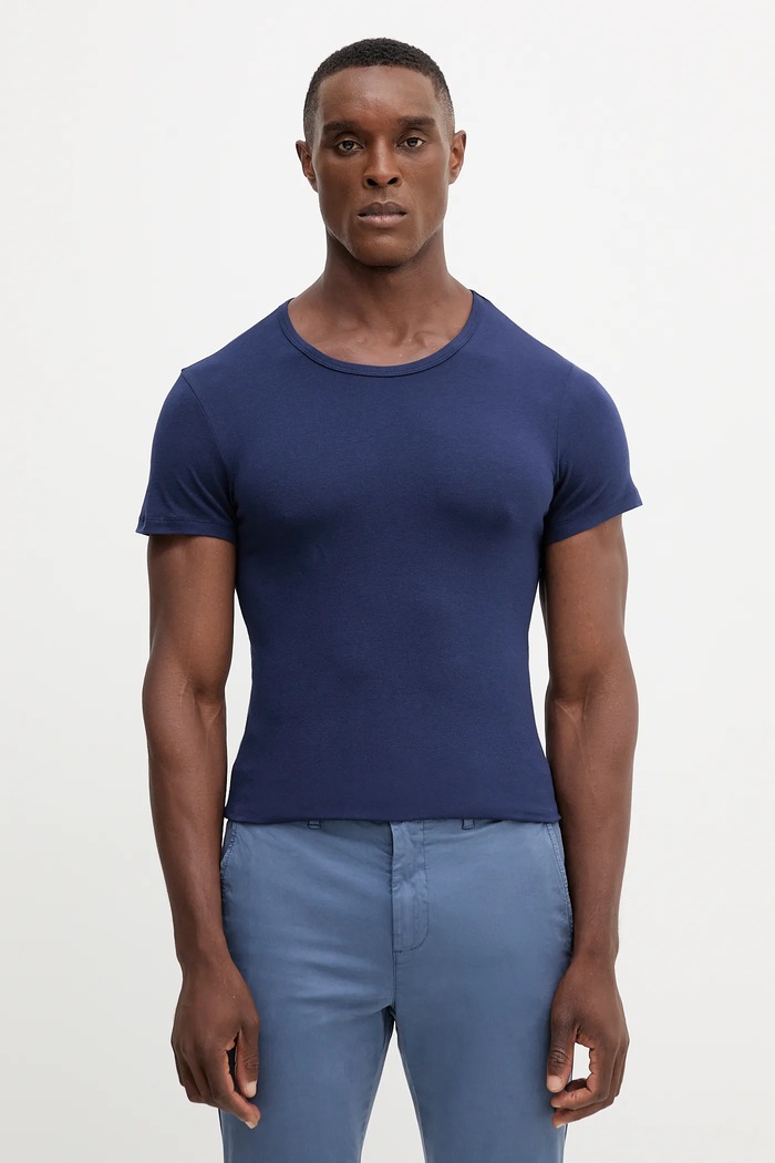 United Colors of Benetton t-shirt lounge męski bawełniany z elastanem z elastanem granatowy 3OP82M111