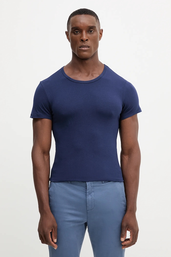 United Colors of Benetton t-shirt lounge męski bawełniany z elastanem z elastanem granatowy 3OP82M111