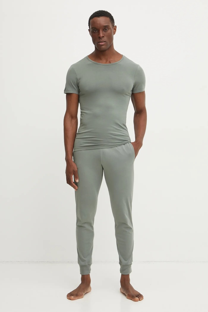 United Colors of Benetton lounge tričko pánske bavlnené s elastanom 3OP82M111 zelená SS26