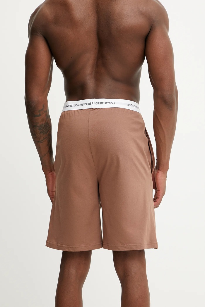 United Colors of Benetton pyžamové šortky pánské bavlněné 30964900D hnědá SS25