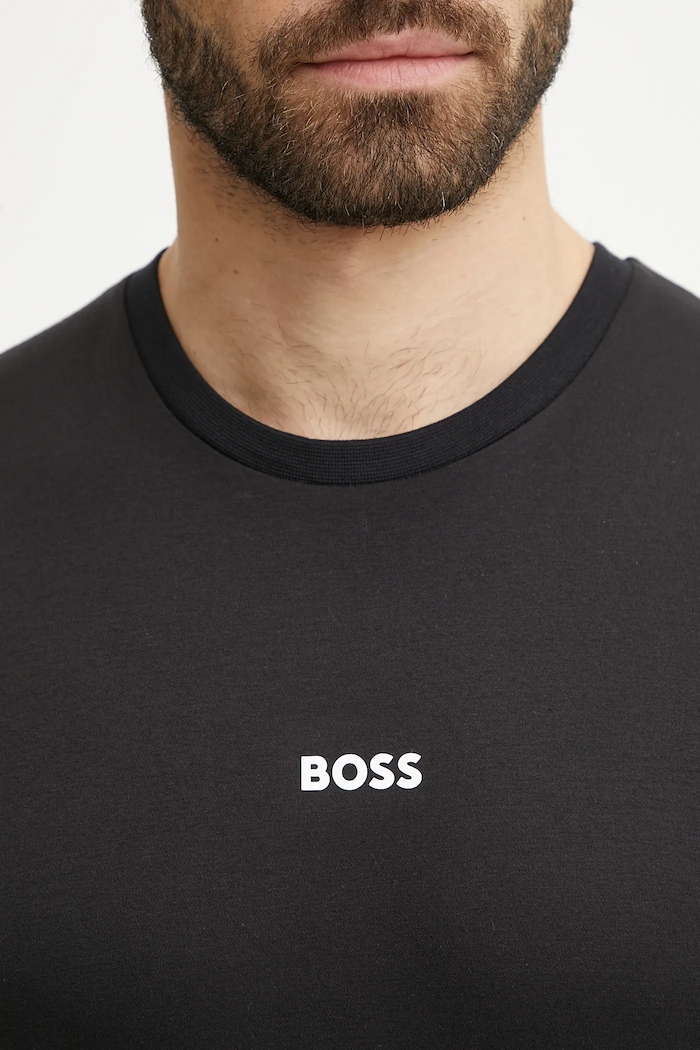 BOSS kétrészes férfi pamut pizsama 50540613 fekete