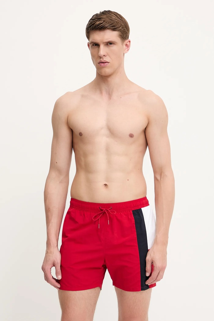 Plavkové šortky Tommy Hilfiger jednofarebný červená UM0UM03483