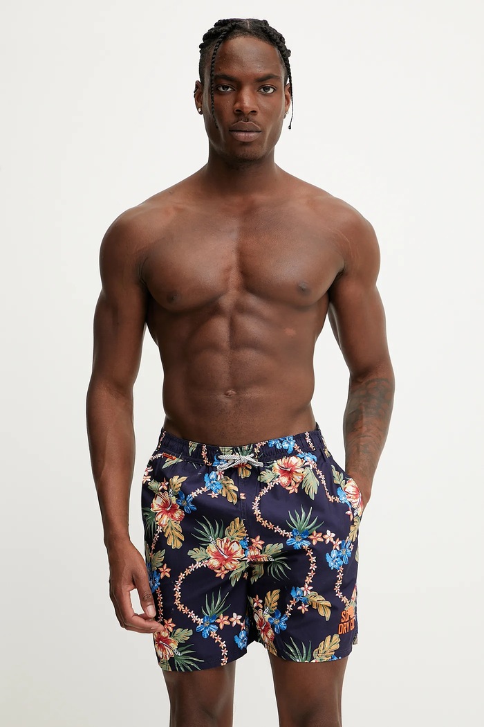 Superdry szorty kąpielowe Planet friendly granatowy M3010242A.F7B