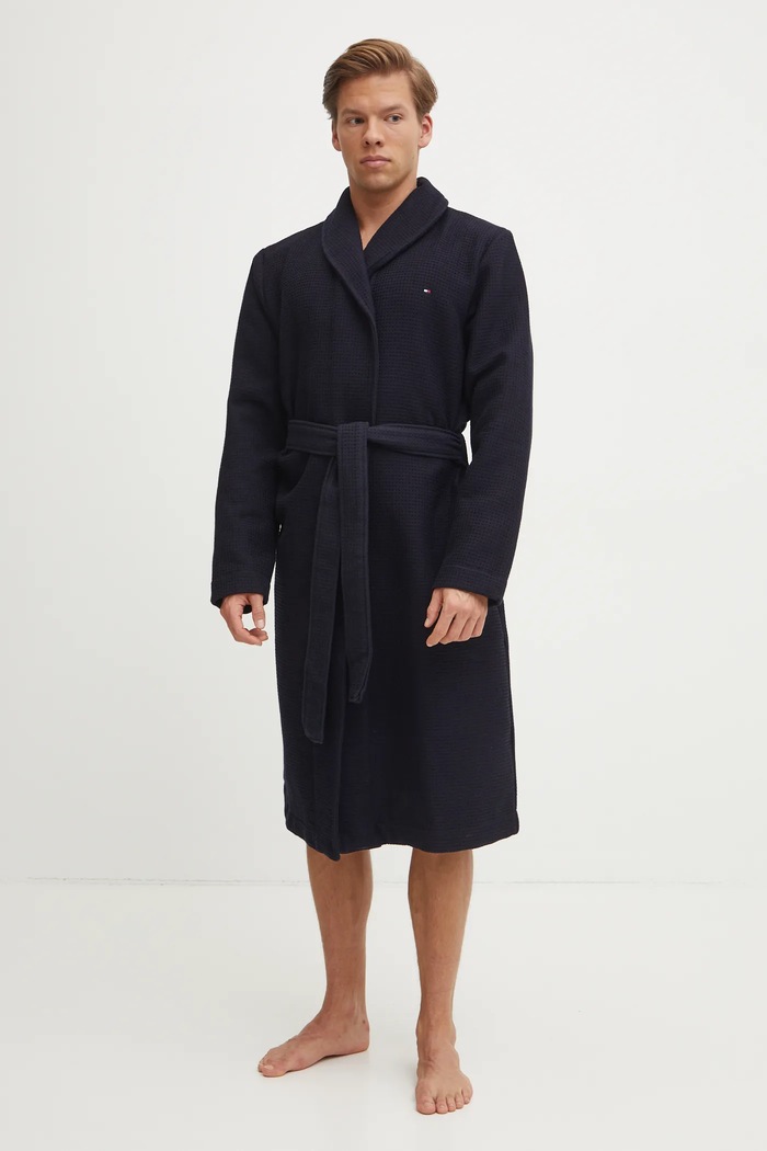 Tommy Hilfiger szlafrok męski bawełniany UM0UM03524 granatowy SS26