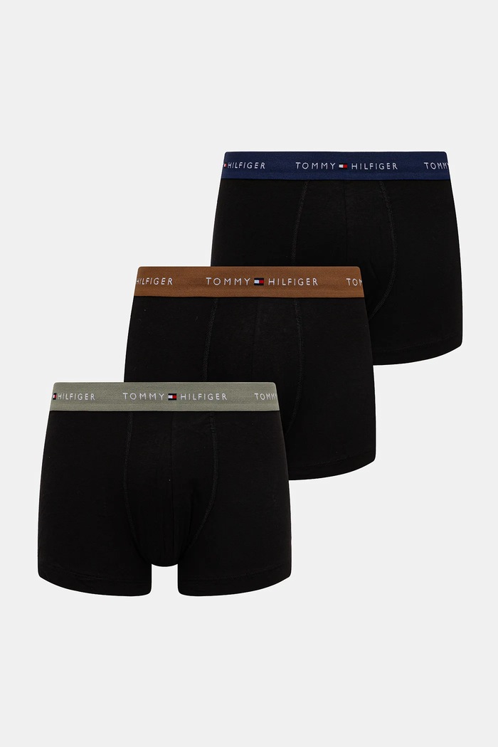 Boxerky Tommy Hilfiger 3-pak pletenina čierna UM0UM02763.