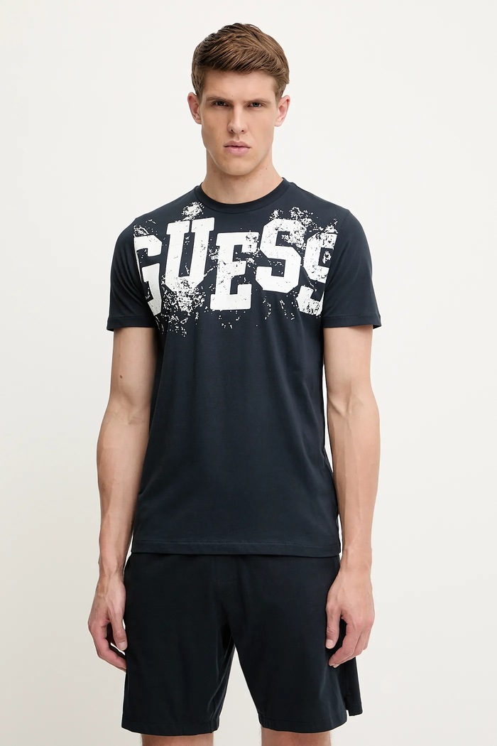 Bavlněné pyžamo Guess U5GX22.KCAM1 námořnická modř SS25