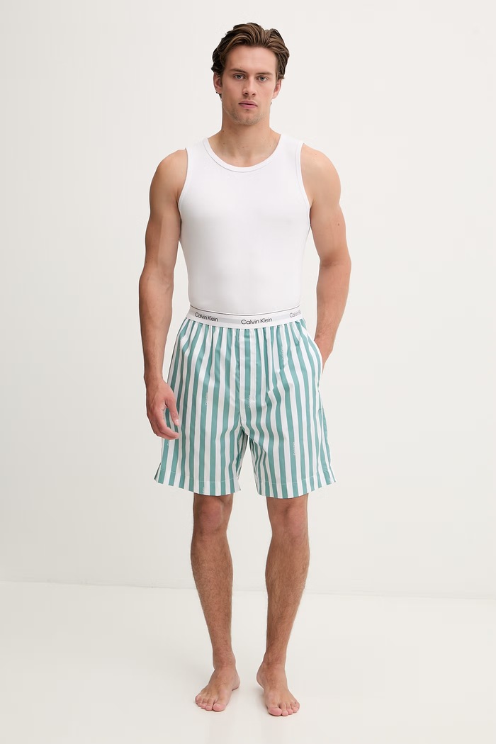 Calvin Klein Underwear szorty piżamowe męskie bawełniane LV00NM2832 turkusowy SS26