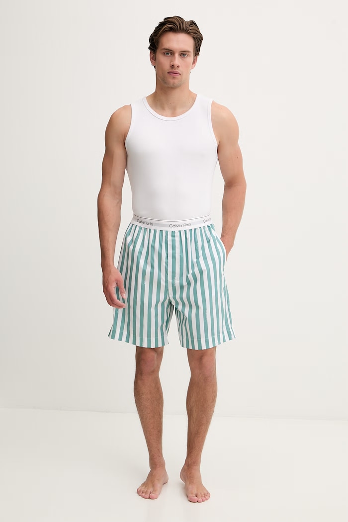 Calvin Klein Underwear szorty piżamowe męskie bawełniane LV00NM2832 turkusowy SS26