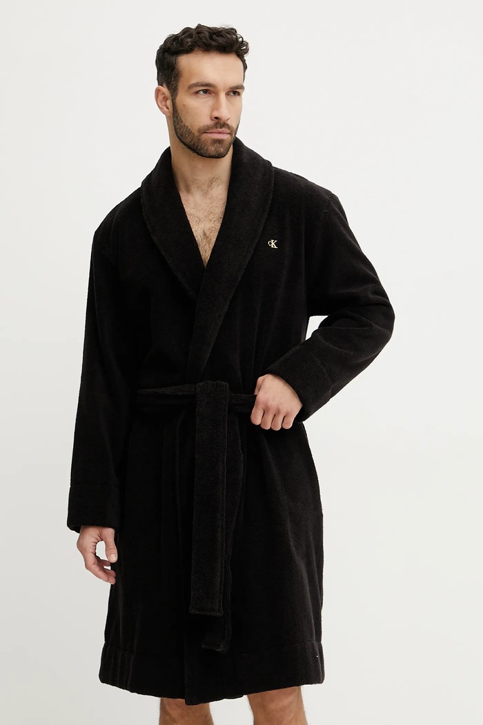 Bavlněný župan Calvin Klein Underwear LV00NM2819 černá AW25