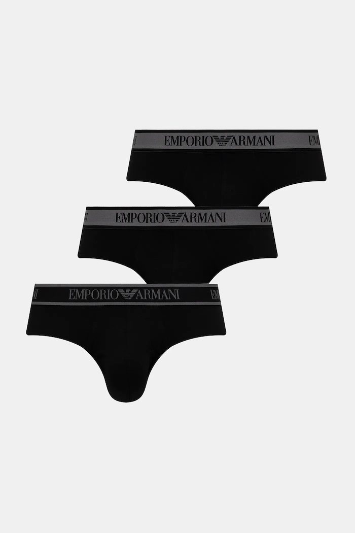 Slipy Emporio Armani Underwear 3-pak pletenina čierna EM000258.AF10779