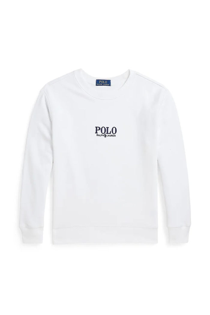 Dětská bavlněná mikina Polo Ralph Lauren bez kapuce bílá 323958154001