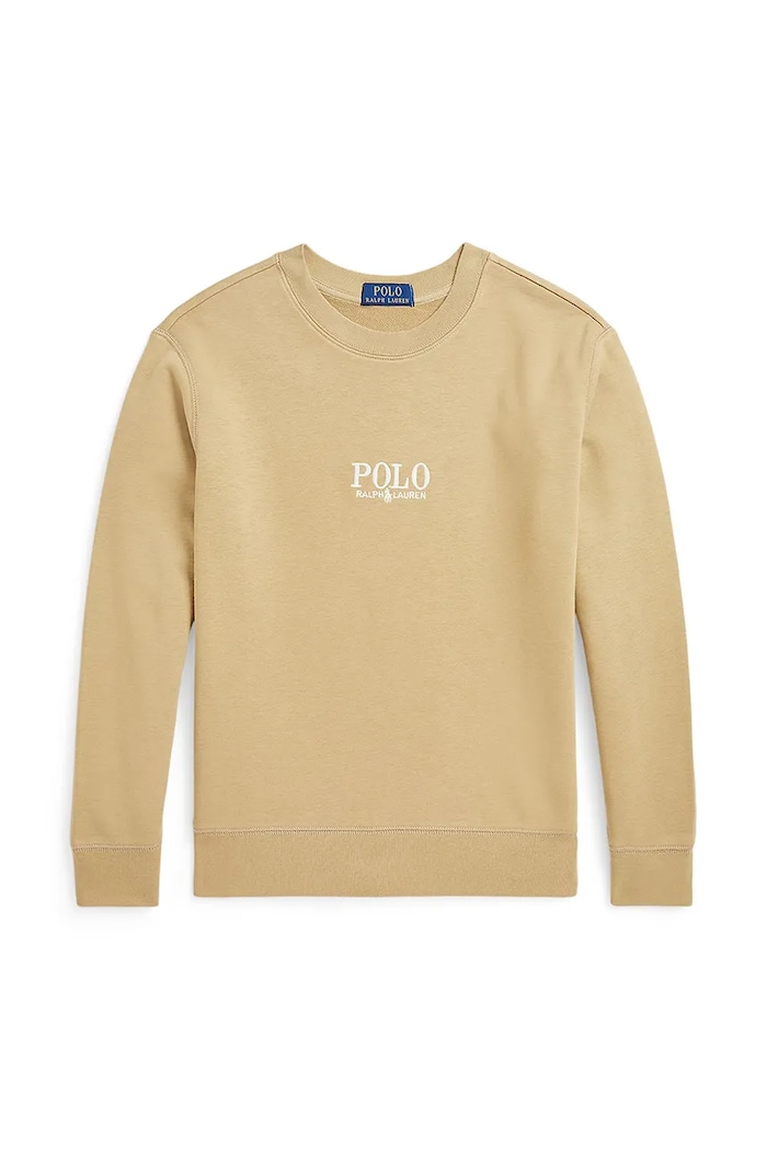 Dětská bavlněná mikina Polo Ralph Lauren bez kapuce béžová 323958154002