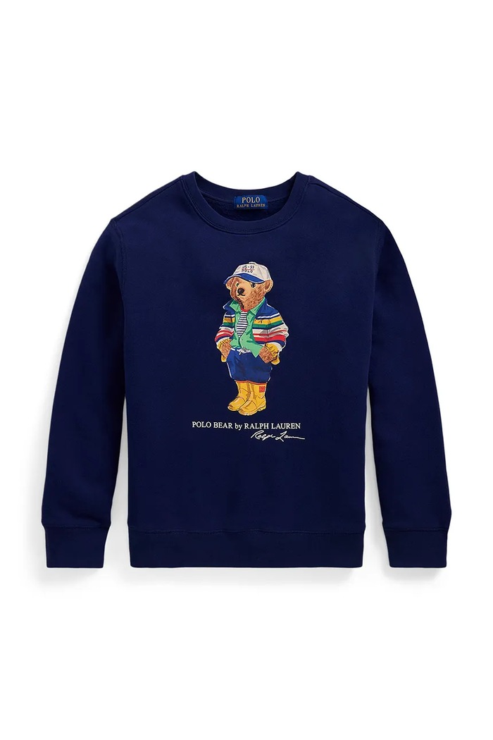 Detská mikina Polo Ralph Lauren bez kapucne tmavomodrá 323975028001