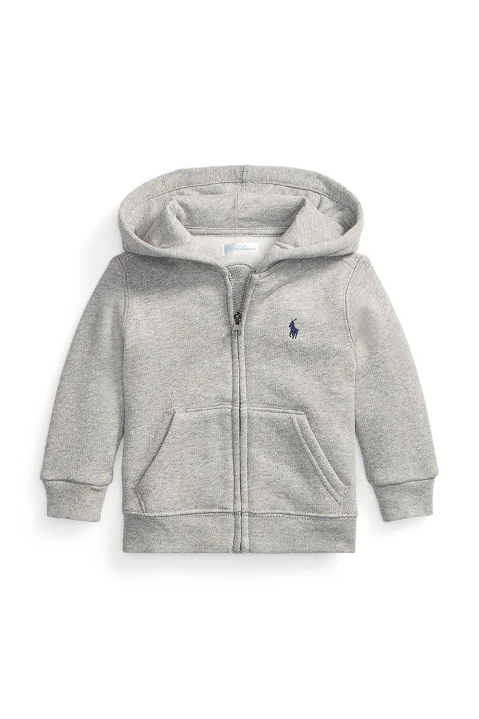 Detská mikina Polo Ralph Lauren s kapucňou sivá 320547626002
