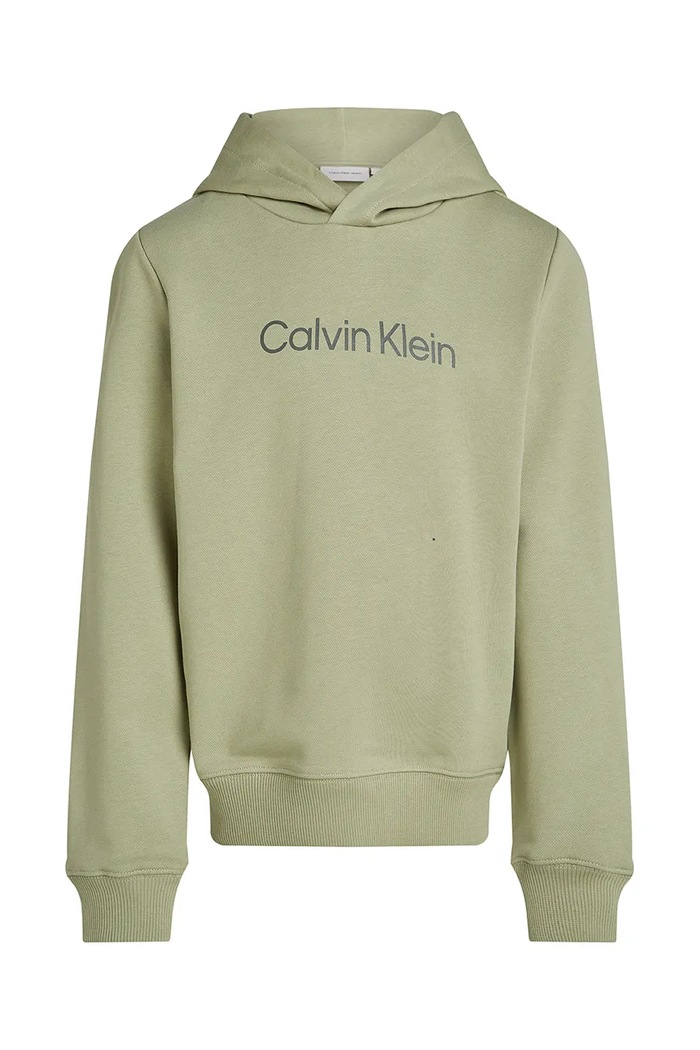 Detská bavlnená mikina Calvin Klein Jeans IU0IU00679.116.PPYA zelená SS25