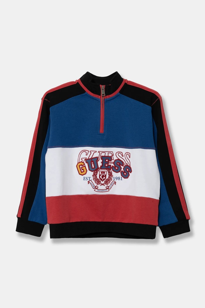 Guess bluza bawełniana dziecięca wzorzyste niebieski L5RQ00.KA6R4.PPYA