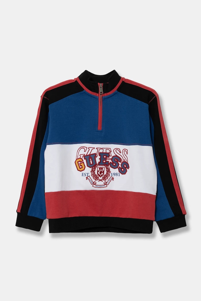 Guess bluza bawełniana dziecięca wzorzyste niebieski L5RQ00.KA6R4.PPYA