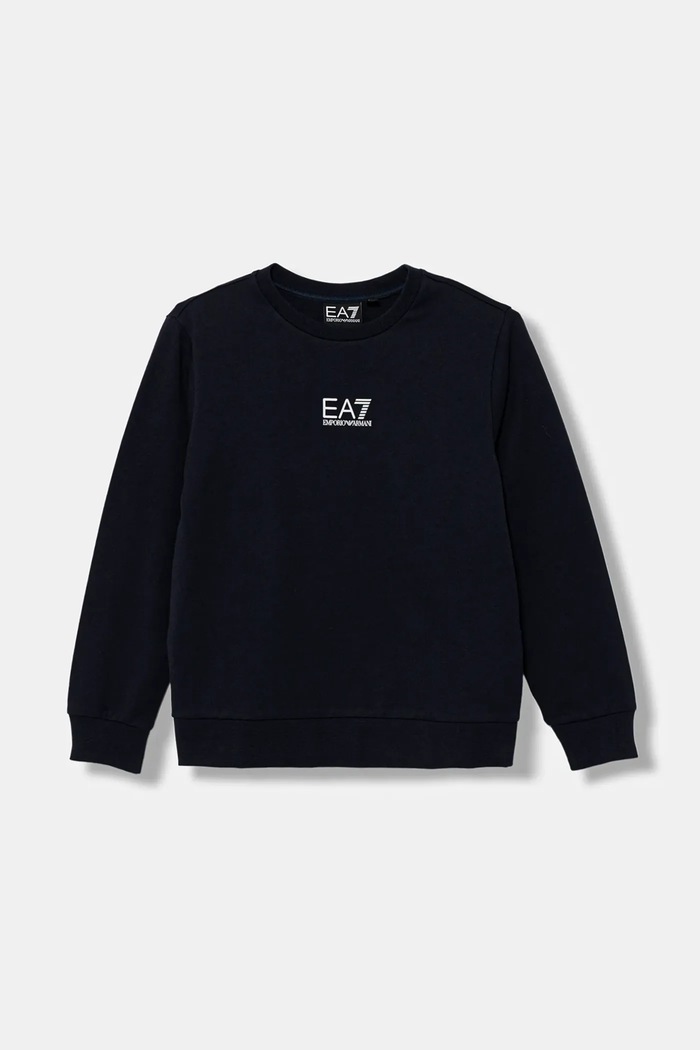 Детски памучен суичър EA7 Emporio Armani памук тъмносин 7B000025.AF10380