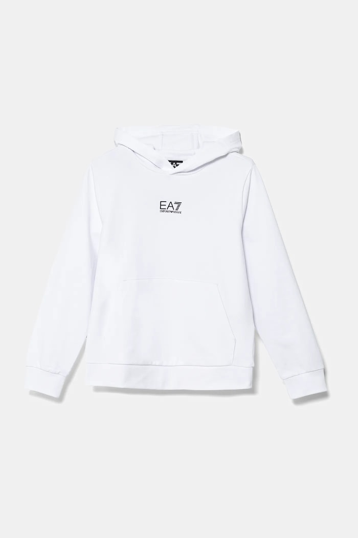 Детски памучен суичър EA7 Emporio Armani памук бял 7B000024.AF10380