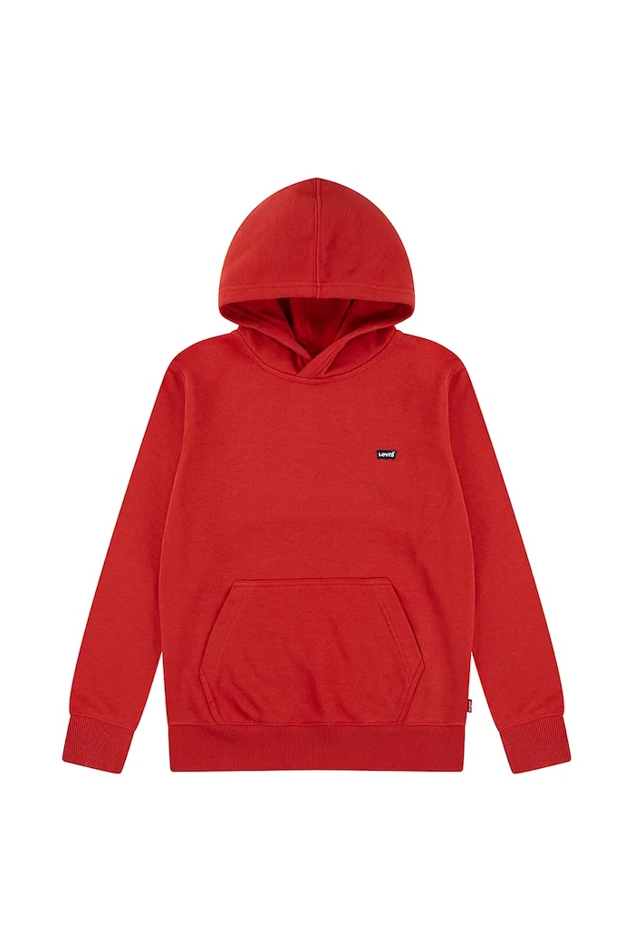 Levi's bluza dziecięca MINI BATWING PULL OVER HOO z kapturem czerwony 8EK422