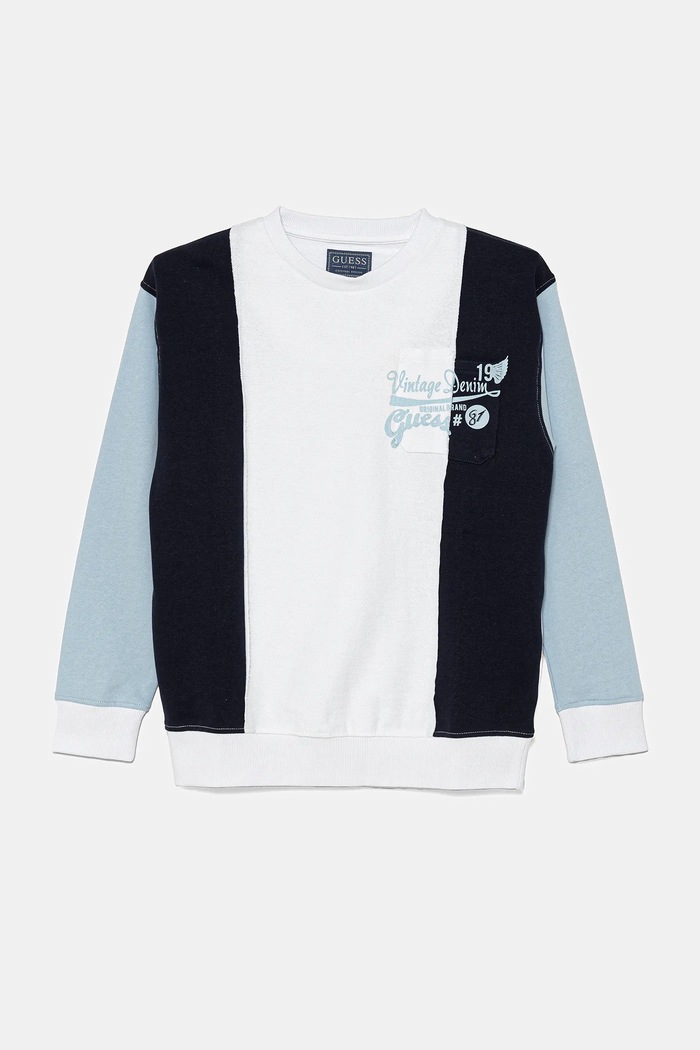 Guess bluza bawełniana dziecięca nadruk niebieski L5GQ02.KA6R4.PPYA