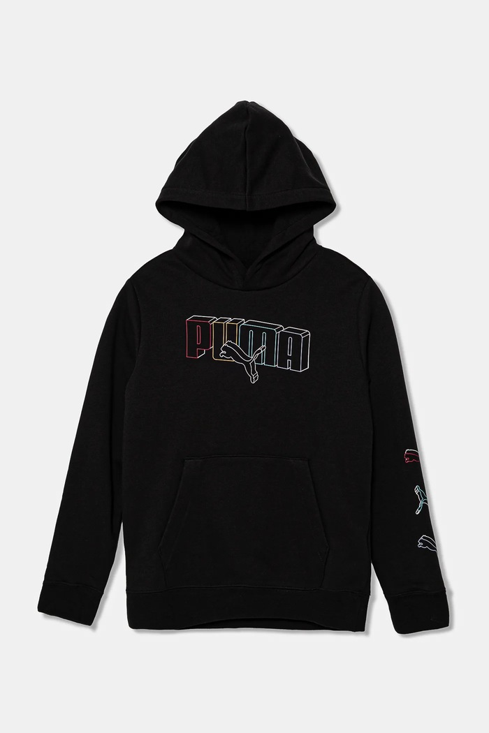 Puma hanorac de bumbac pentru copii ESS LOGO LAB Execution Hoodie TR print negru 685789