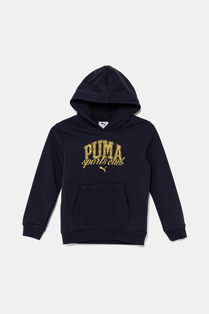 Puma bluza bawełniana dziecięca CLASS Hoodie TR nadruk granatowy 685798