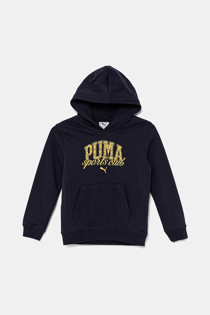 Puma bluza bawełniana dziecięca CLASS Hoodie TR nadruk granatowy 685798