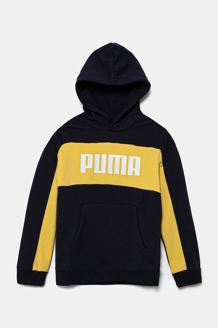 Παιδική μπλούζα Puma ESS BLOCK Hoodie TR στάμπα σκούρο μπλε 685819