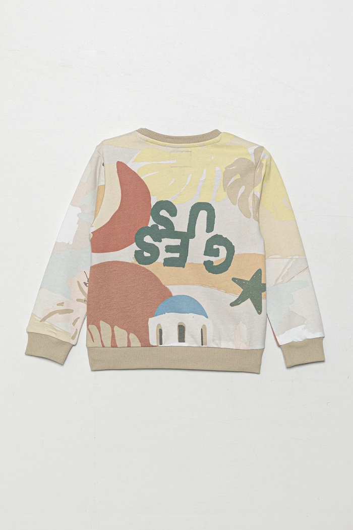 Dětská bavlněná mikina Guess N5GQ00.KA6R4.PPYA béžová SS25