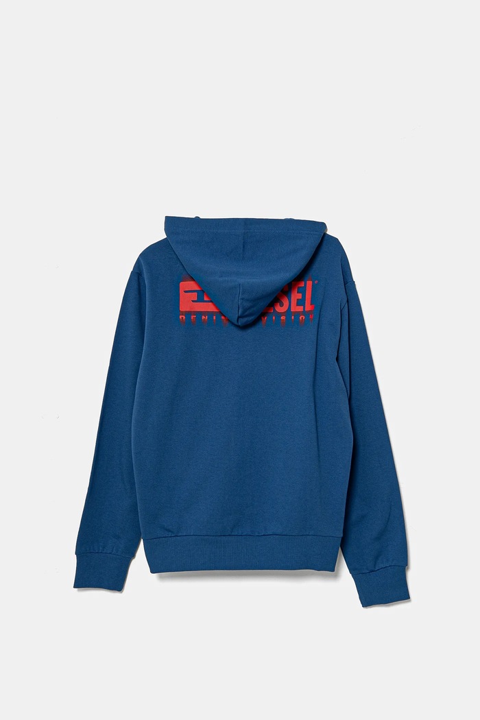 Diesel bluza bawełniana dziecięca SVOUGZIP OVER SWEAT-SHIRT J02039 fioletowy SS25