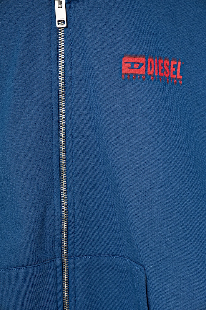 Chłopiec Diesel bluza bawełniana dziecięca SVOUGZIP OVER SWEAT-SHIRT J02039 fioletowy