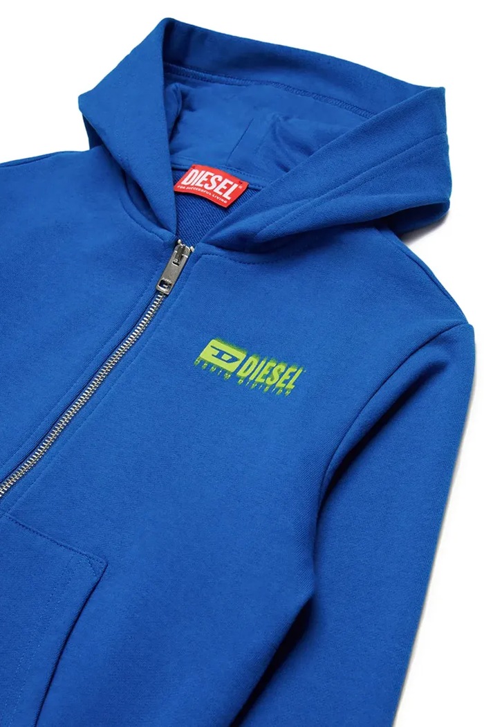 CHLAPEC Dětská bavlněná mikina Diesel SVOUGZIP OVER SWEAT-SHIRT J02039 modrá