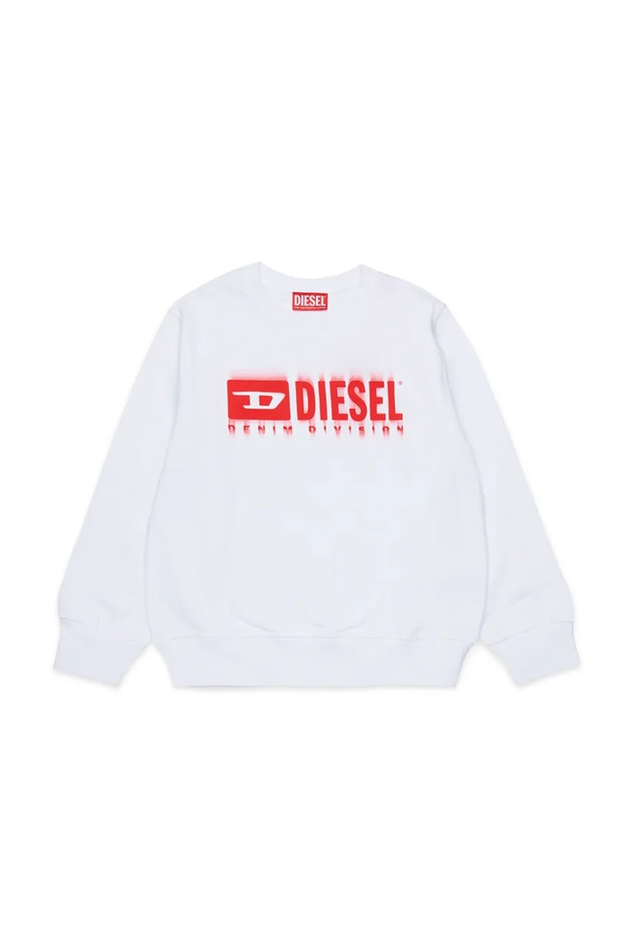 Dětská bavlněná mikina Diesel SGINNL8 OVER SWEAT-SHIRT bez kapuce bílá J02040