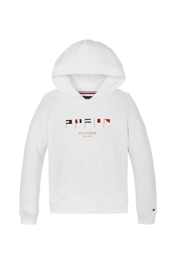 Detská bavlnená mikina Tommy Hilfiger KB0KB09576.104.122.PPYA biela SS25