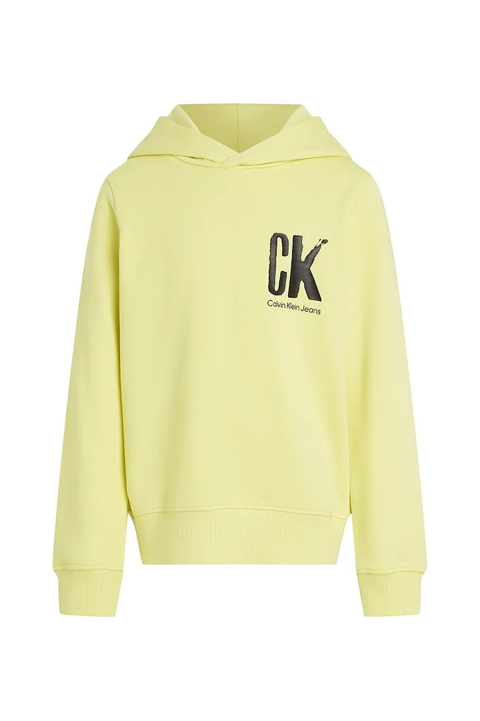 Dětská bavlněná mikina Calvin Klein Jeans IB0IB02469.128.176.PPYA žlutá SS25