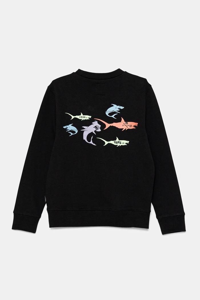 Детски памучен суичър Vans The Pack Crew VN000MMABLK1 черен SS25