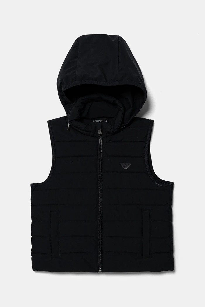 Emporio Armani bezrękawnik puchowy dziecięcy bez kaptura granatowy EB000422.AF14935