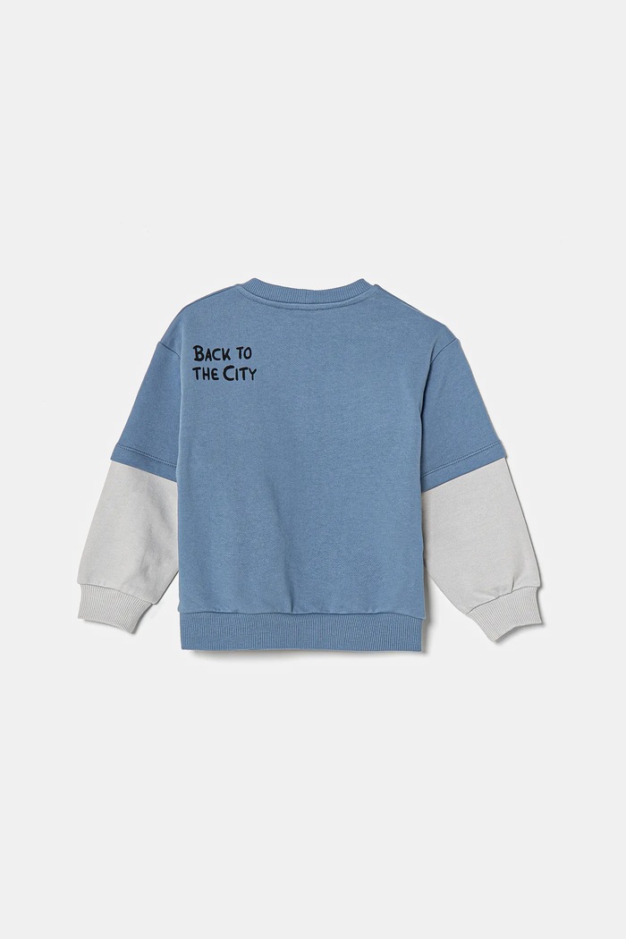 United Colors of Benetton hanorac de bumbac pentru copii 3UNIG10I5.P.Seasonal albastru SS25