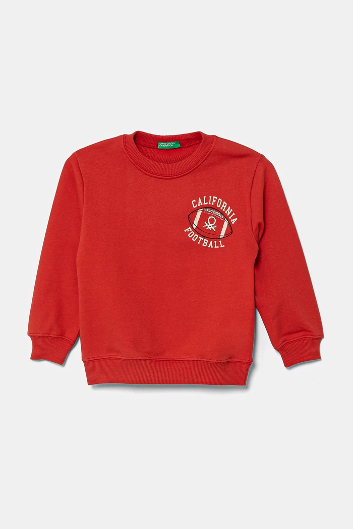United Colors of Benetton bluza bawełniana dziecięca nadruk czerwony 3UNIG10II.P.Seasonal