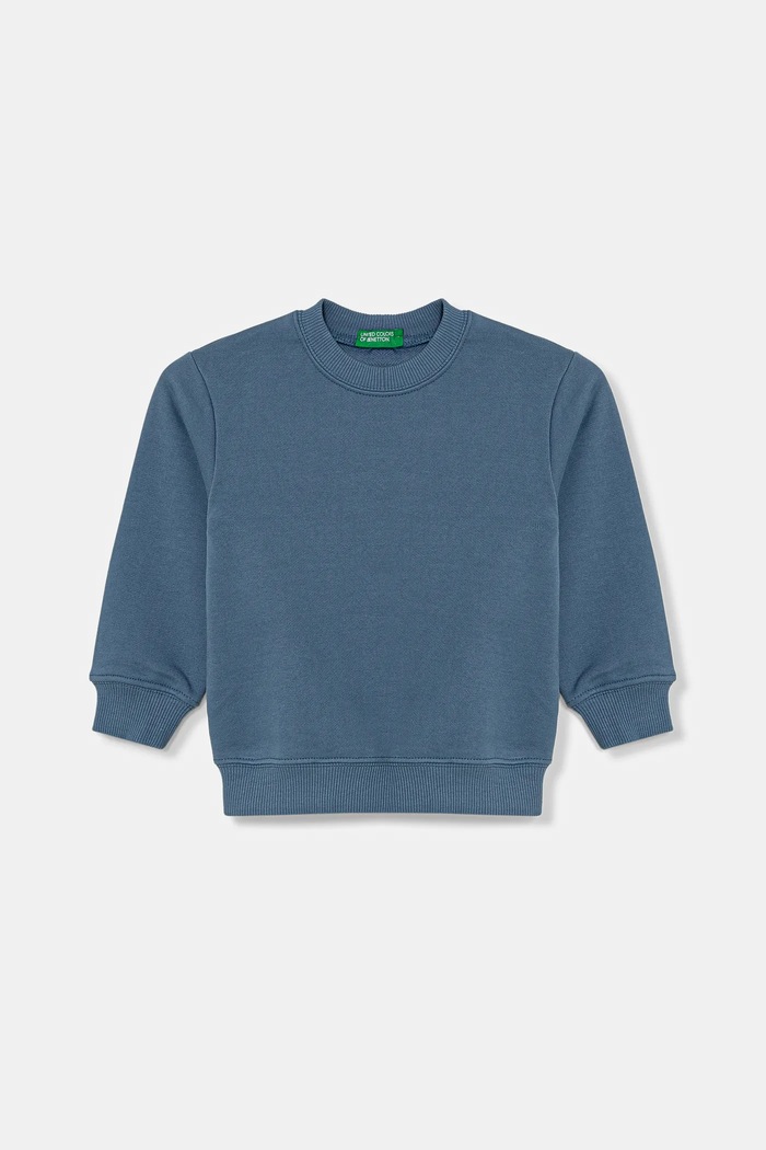 Dětská bavlněná mikina United Colors of Benetton bez kapuce modrá 3UNIG10II.P.Seasonal