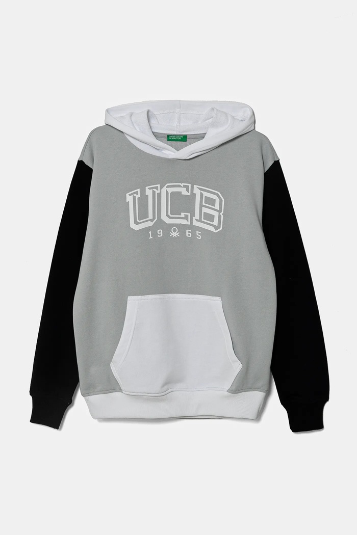 United Colors of Benetton bluza bawełniana dziecięca nadruk szary 3UNIC204R.G.Seasonal